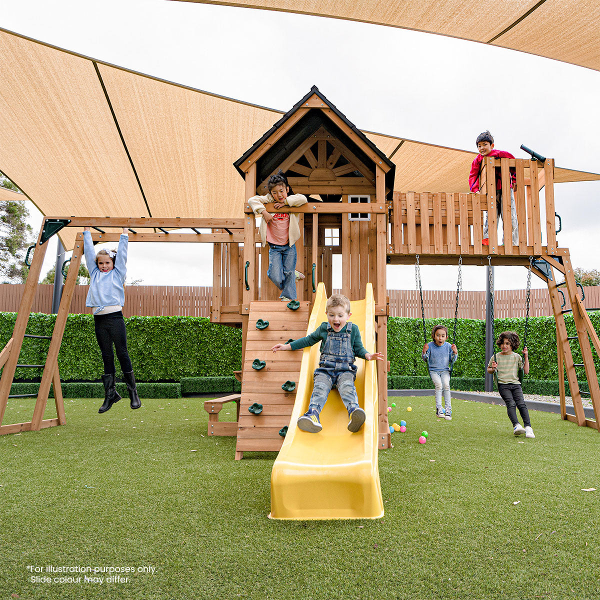 Lifespan Kids Kensington Swing Set, Monkey Bars & Play Centre with 2.2m Slide (Green)