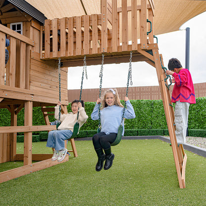 Lifespan Kids Kensington Swing Set, Monkey Bars & Play Centre with 2.2m Slide (Green)