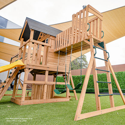 Lifespan Kids Kensington Swing Set, Monkey Bars & Play Centre with 2.2m Slide (Pastel Blue)