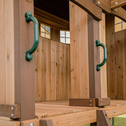 Lifespan Kids Meer Brook Swing Set, Monkey Bars & Play Centre with 2.2m Slide (Green)