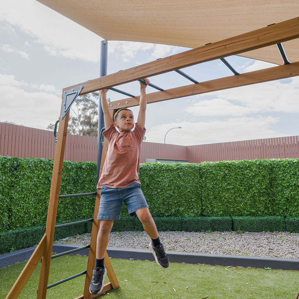 Lifespan Kids Meer Brook Swing Set, Monkey Bars & Play Centre with 2.2m Slide (Pastel Blue)