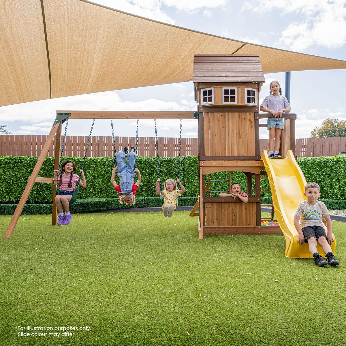 Lifespan Kids Meer Brook Swing Set, Monkey Bars & Play Centre with 2.2m Slide (White)