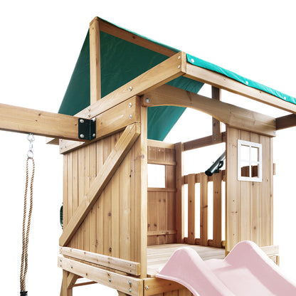 Lifespan Kids Montrose Swing Set & Play Centre with 2.2m Slide (Pastel Pink)