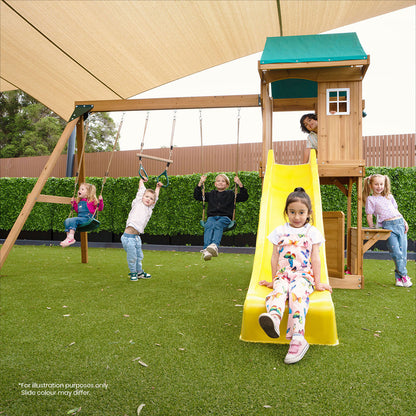 Lifespan Kids Montrose Swing Set & Play Centre with 2.2m Slide (Yellow)