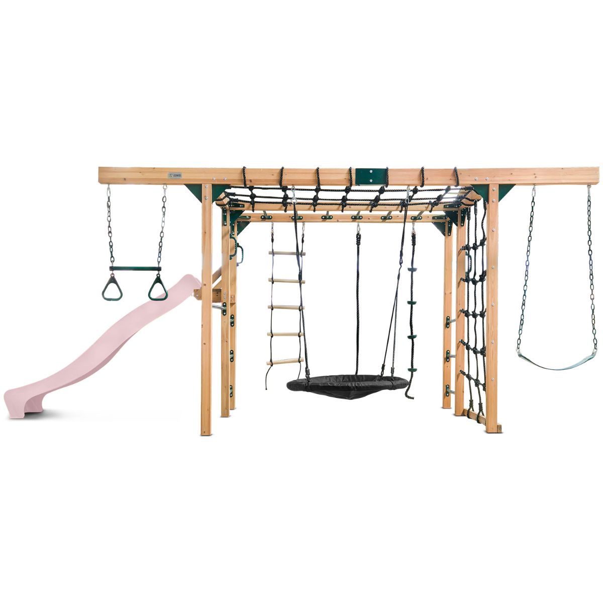 Lifespan Kids Orangutan Monkey Bars Jungle Gym Climbing Frame with 2.2m Slide (Pastel Pink)
