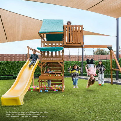 Lifespan Kids Walton Swing Set, Monkey Bars & Play Centre with 2.2m Slide (Green)
