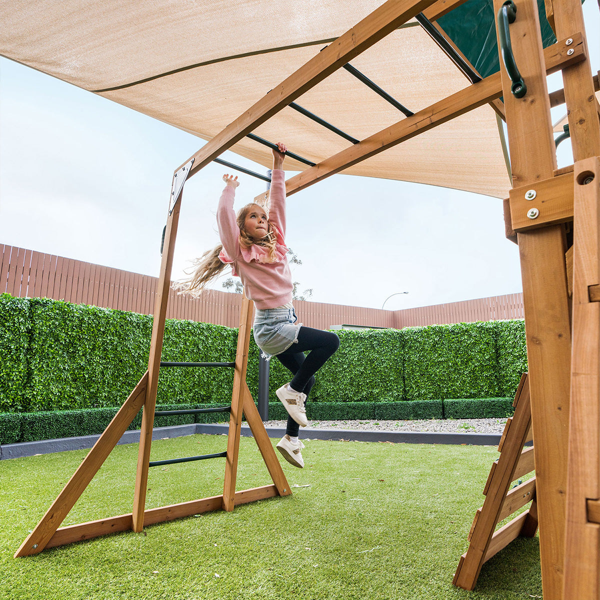 Lifespan Kids Walton Swing Set, Monkey Bars & Play Centre with 2.2m Slide (Green)