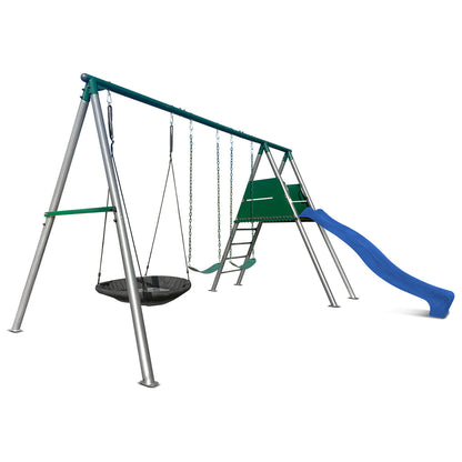 Lifespan Kids Europa Commercial Grade Steel Swing Set with Climb & 2.2m Slide (Blue)