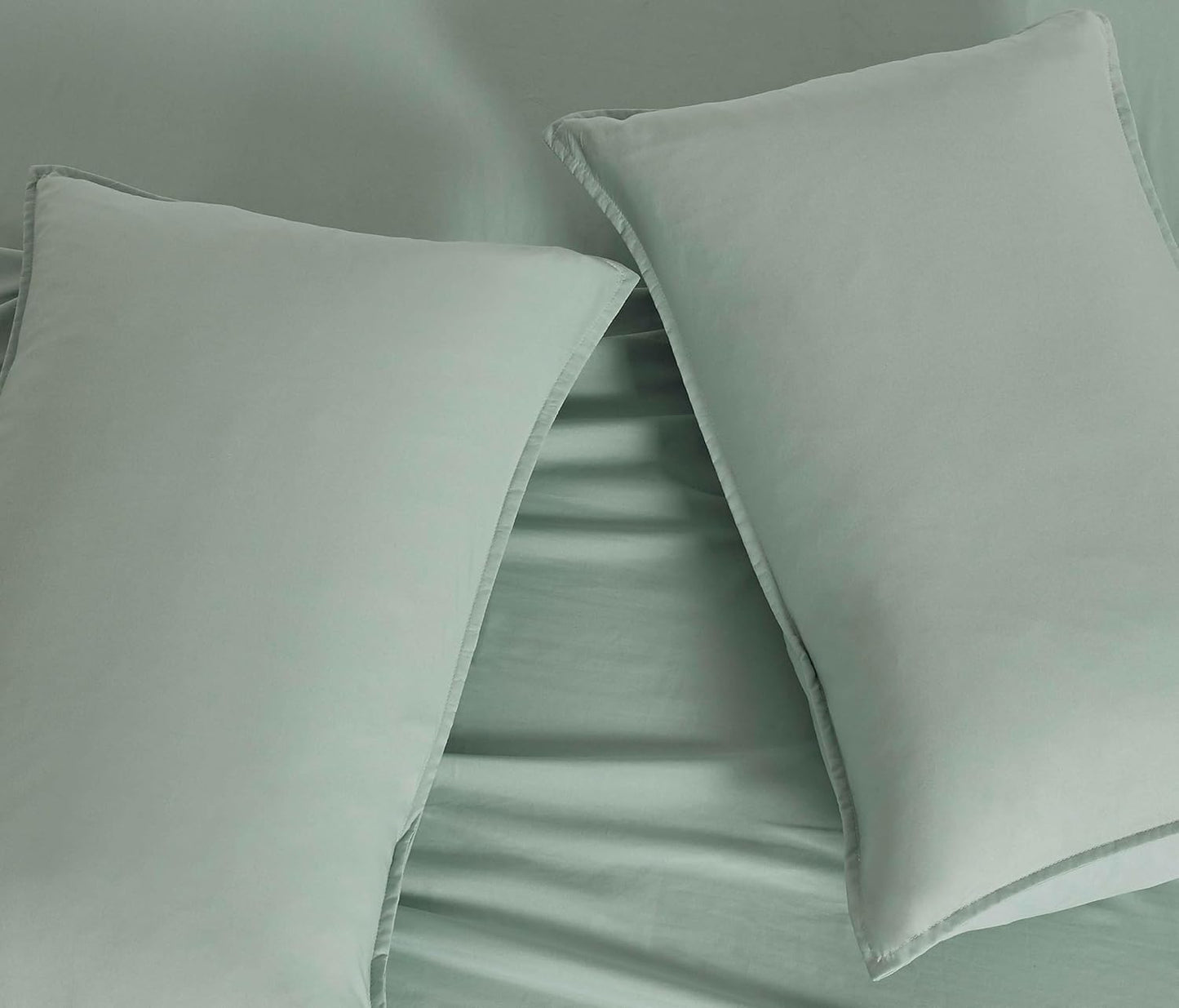 Vintage Washed Microfibre Quilt Cover Set (Sage, Single)