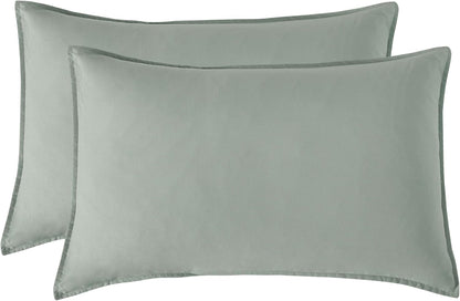 Vintage Washed Microfibre Quilt Cover Set (Sage, Single)