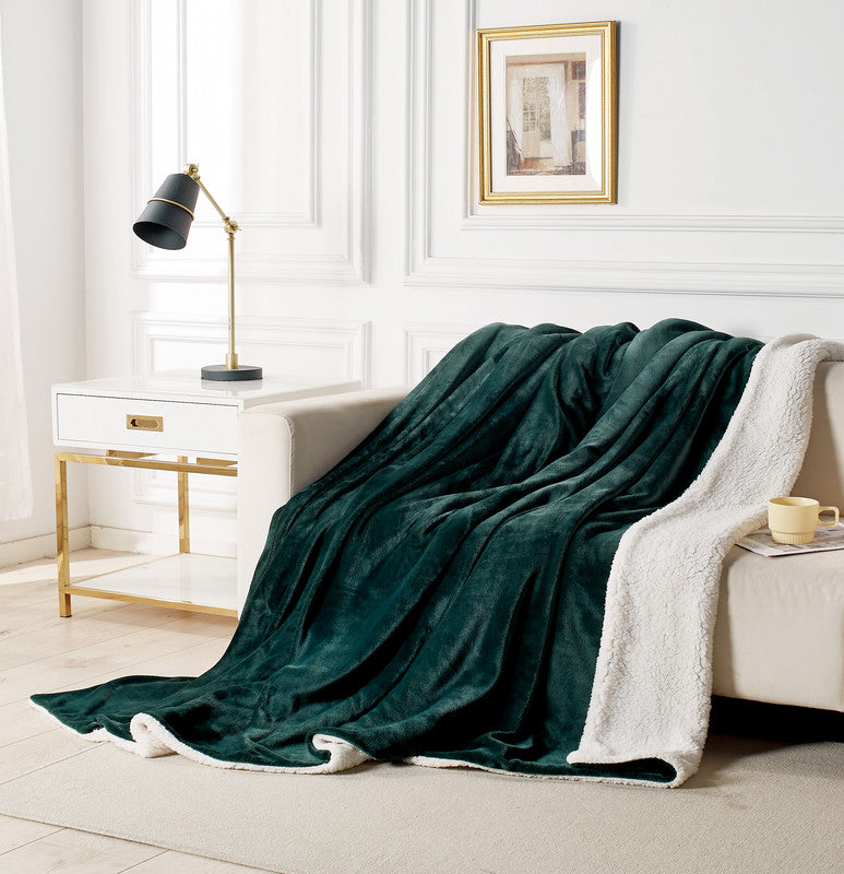 2-in-1 Teddy Sherpa Quilt Cover Set (Emerald Green, Single)