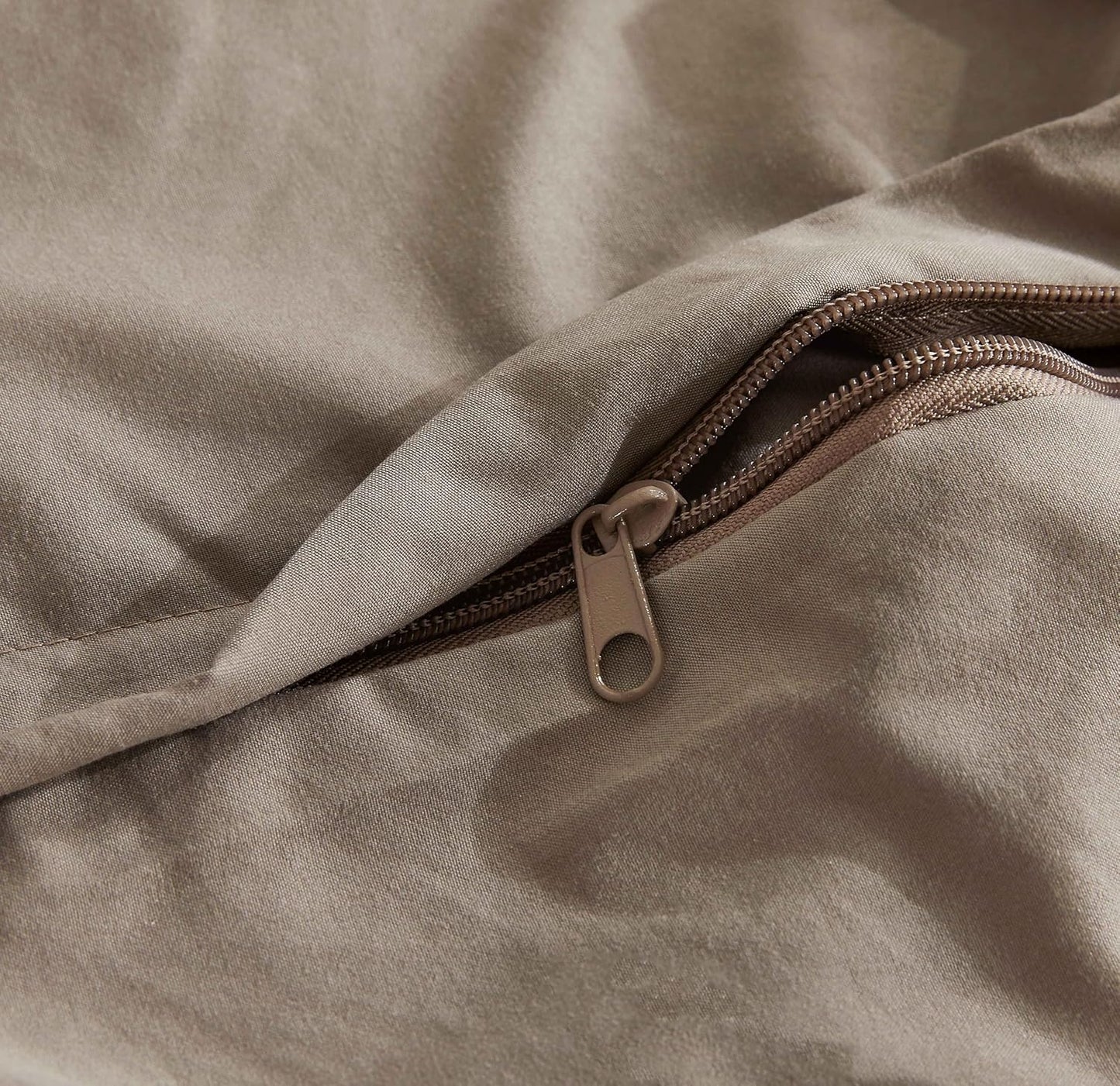 Vintage Washed Microfibre Quilt Cover Set (Truffle, Single)
