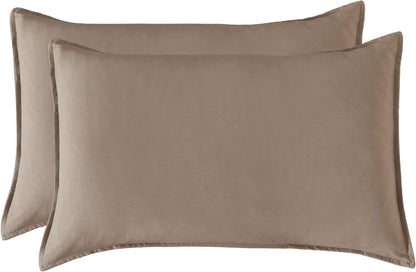 Vintage Washed Microfibre Quilt Cover Set (Truffle, Single)