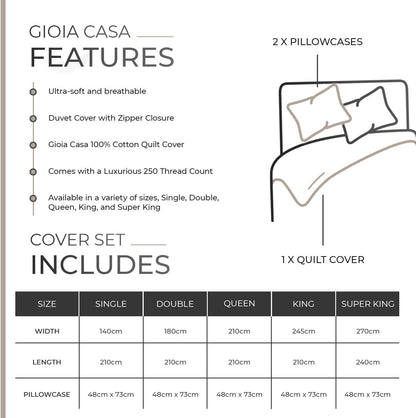 100% Cotton Vintage Washed Bed Quilt Cover Set - Natural - Single