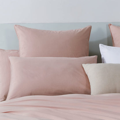 100% Cotton Vintage Washed Bed Quilt Cover Set - Pink - Single