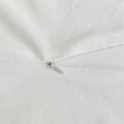 100% Cotton Vintage Washed Bed Quilt Cover Set - White - Single