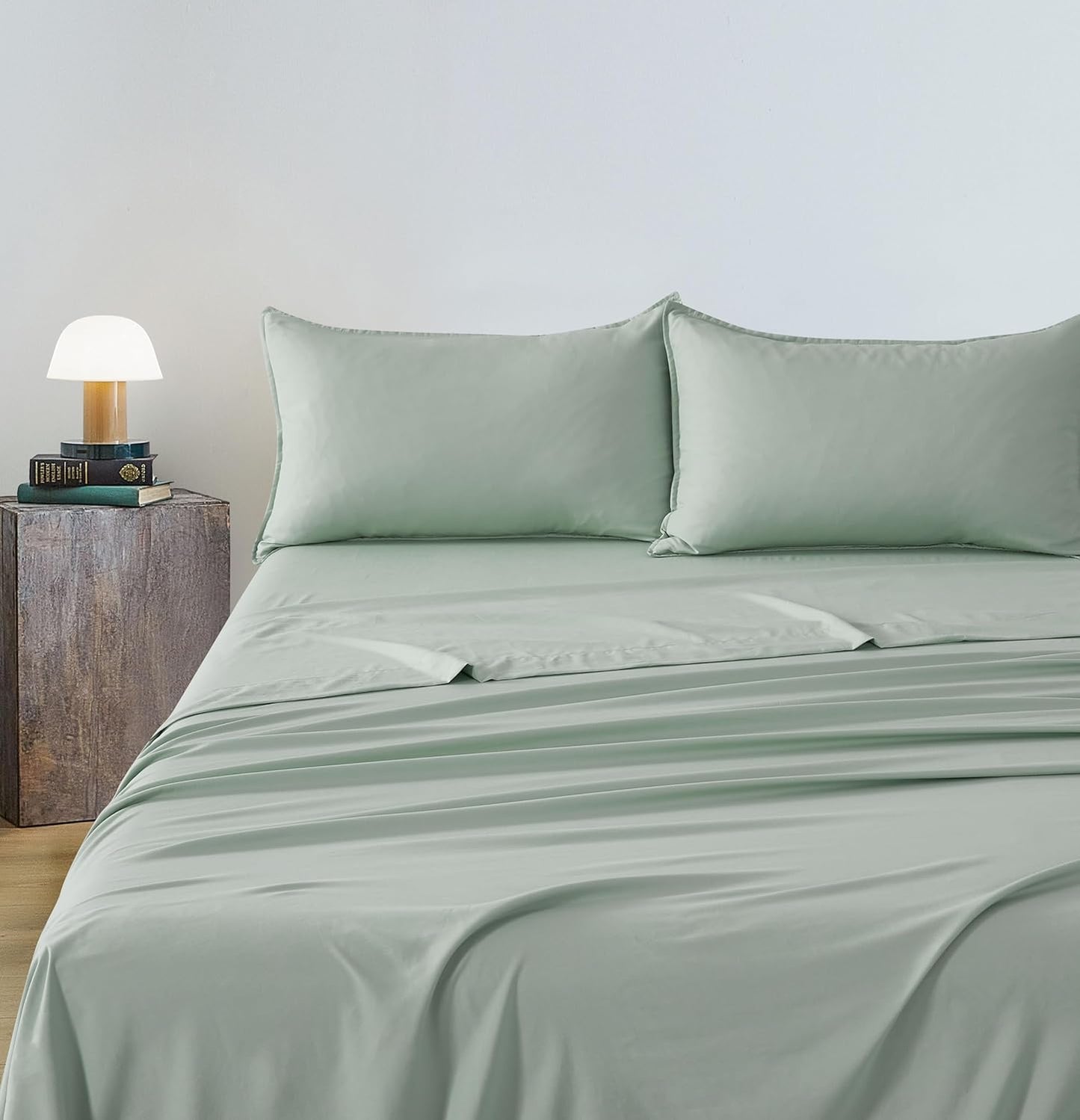 Vintage Washed Microfibre Sheet Set (Sage, Single)