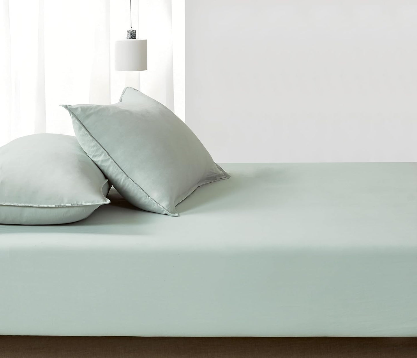 100% Vintage Washed Microfibre Fitted Sheet Set – Ultra Soft & Lightweight All-Season Fitted Sheet with 2 Pillowcases (Sage, Double Size)