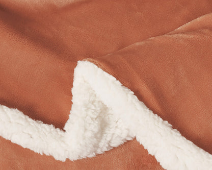 2-in-1 Teddy Sherpa Quilt Cover Set (Double Size - Terracotta)