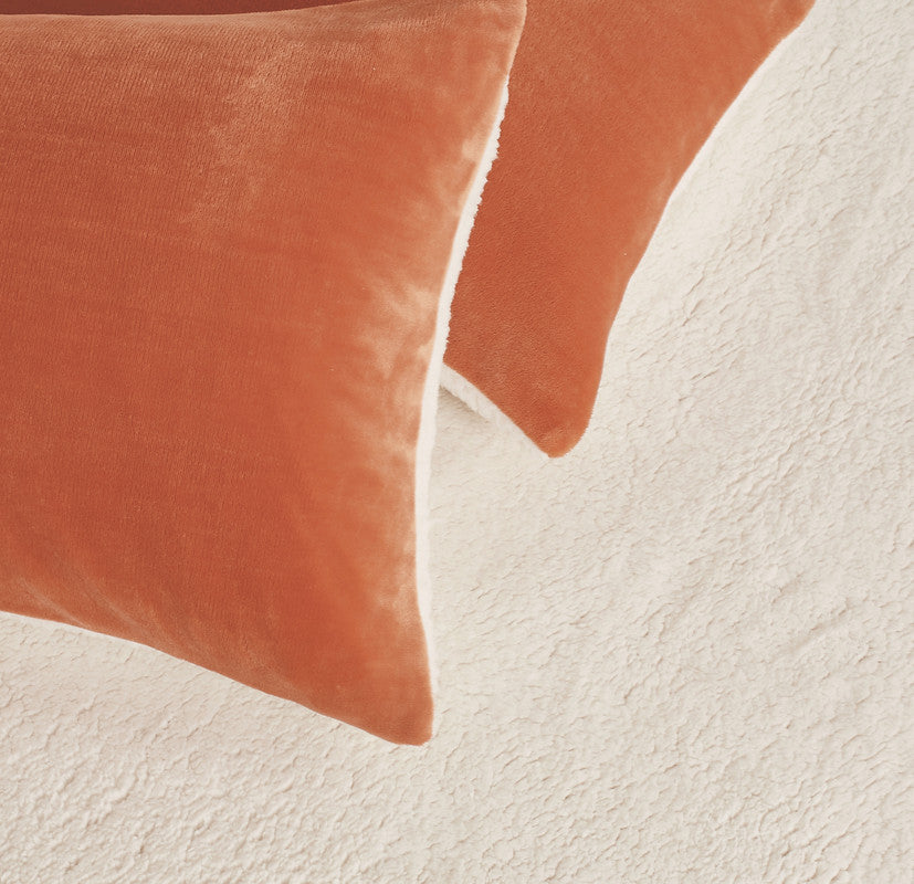 2-in-1 Teddy Sherpa Quilt Cover Set (Double Size - Terracotta)