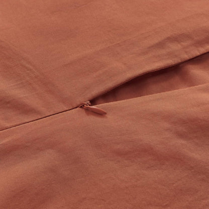 100% Cotton Vintage Washed Bed Quilt Cover Set - Brick - Double Size