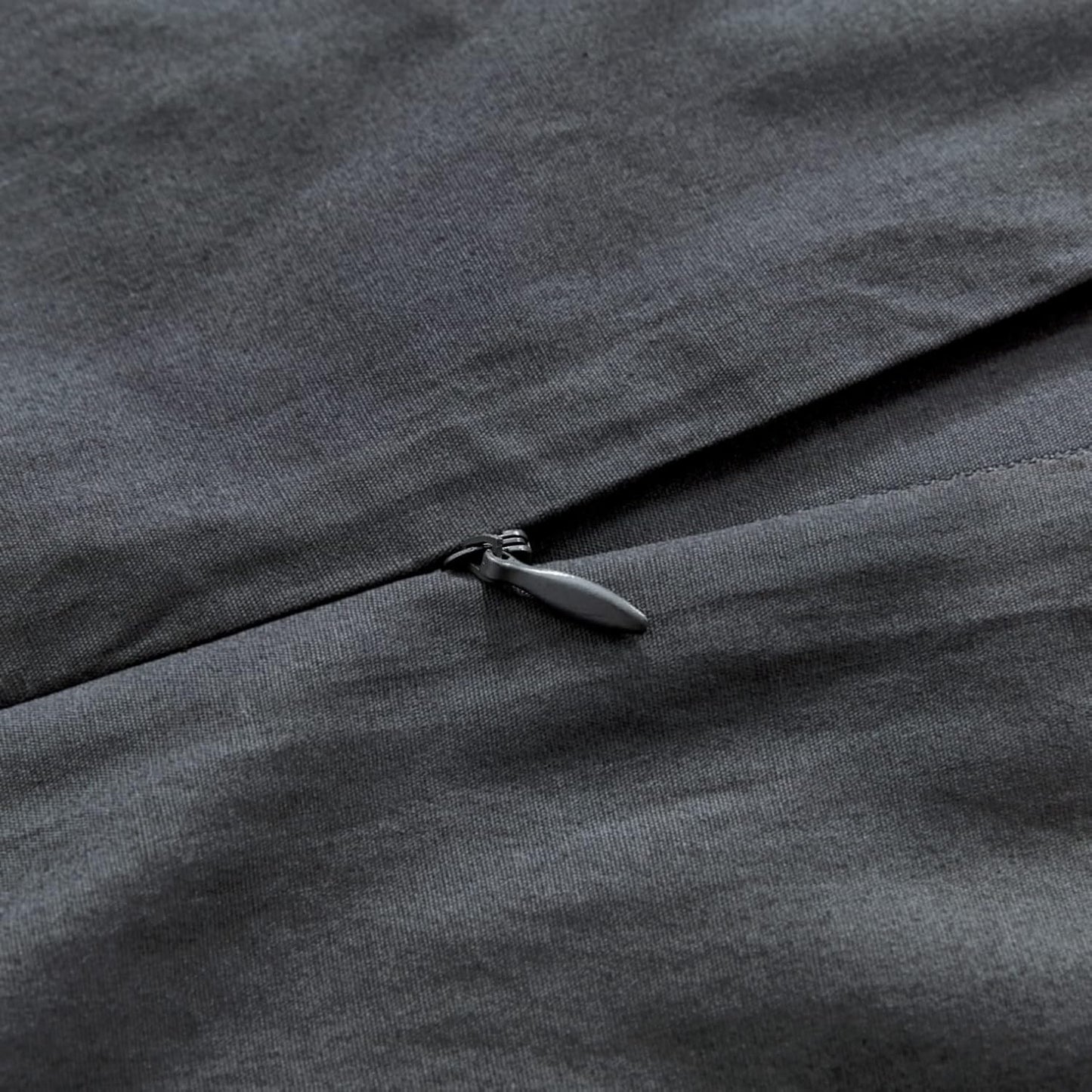 100% Cotton Vintage Washed Bed Quilt Cover Set - Charcoal - Double Size