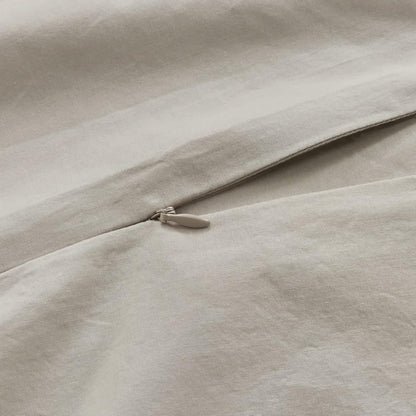 100% Cotton Vintage Washed Bed Quilt Cover Set - Natural - Double Size