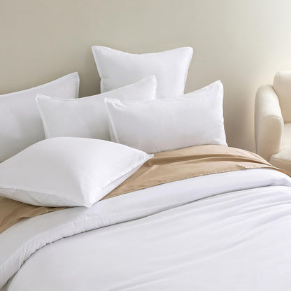 Vintage Washed Microfibre Quilt Cover Set (White, Double)