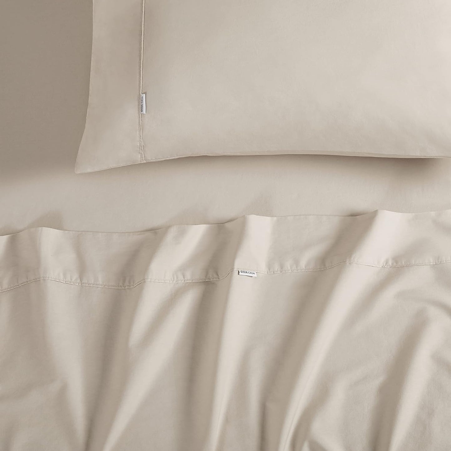 Vintage Washed 100% Cotton Sheet Set with 2 Pillowcases - Natural - Double