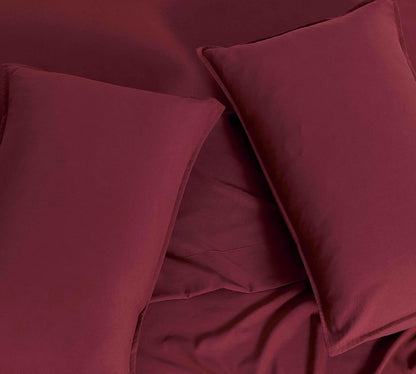 Vintage Washed Microfibre Sheet Set (Burgundy, Double)