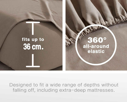 Vintage Washed Microfibre Sheet Set (Truffle, Double)