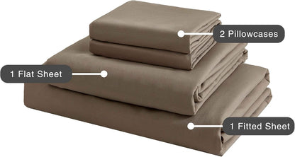 Vintage Washed Microfibre Sheet Set (Truffle, Double)