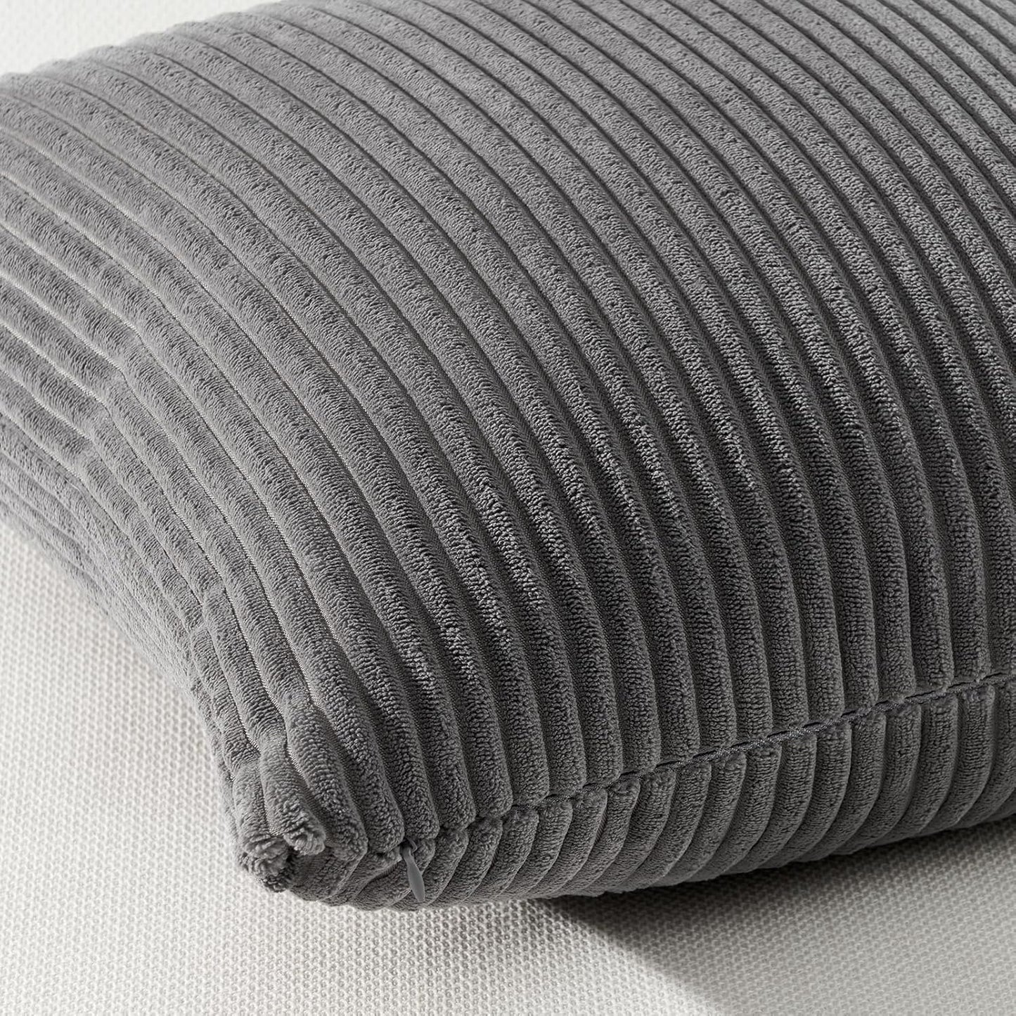 Corduroy Velvet Cushion Covers - Soft Velvet Fabric with Hidden Zipper - Stylish Mix of Grey Shades, 30cm x 50cm (Pack of 4)
