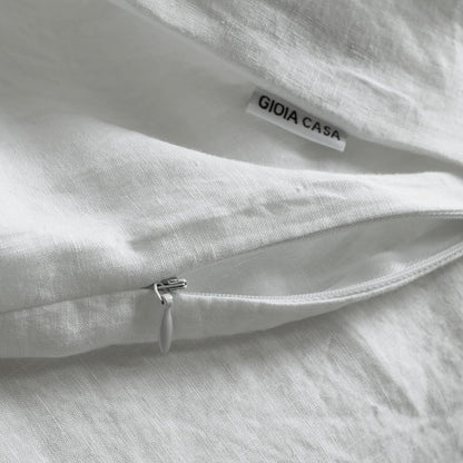 100% French Flax Linen Vintage Washed Soft Quilt Cover Set - White - Queen