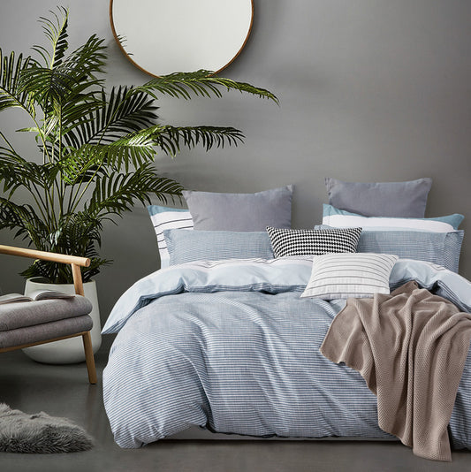 100% Cotton Reversible Quilt Cover Set - Nathan - Queen Size