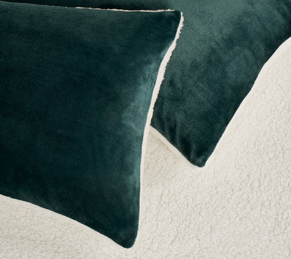 2-in-1 Teddy Sherpa Quilt Cover Set (Queen Size - Emerald Green)