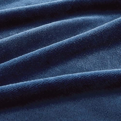 2-in-1 Teddy Sherpa Quilt Cover Set (Navy Blue, Queen)