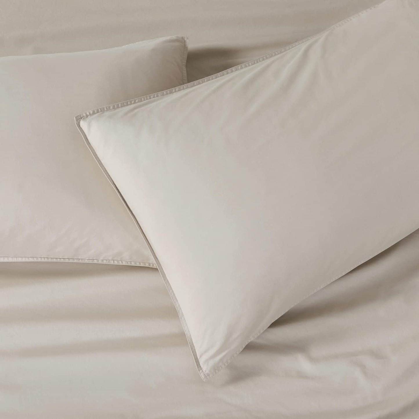 100% Cotton Vintage Washed Bed Quilt Cover Set - Natural - Queen Size