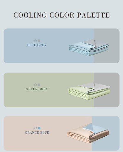 Ice Cooling Reversible Summer Comforter Blanket (Blue and Grey, Queen/King)