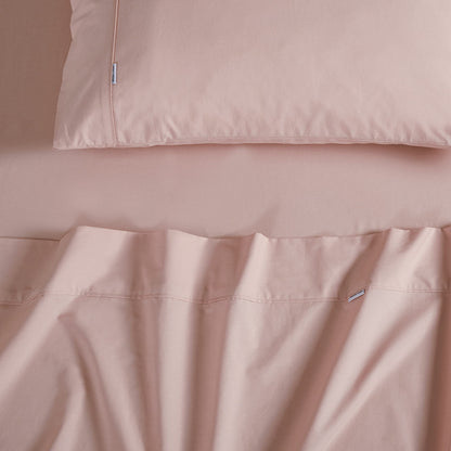 Vintage Washed 100% Cotton Sheet Set with 2 Pillowcases - Pink - Queen Size