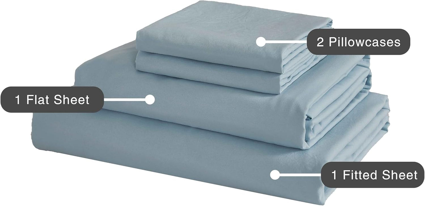 Vintage Washed Microfibre Sheet Set (Blue, Queen)