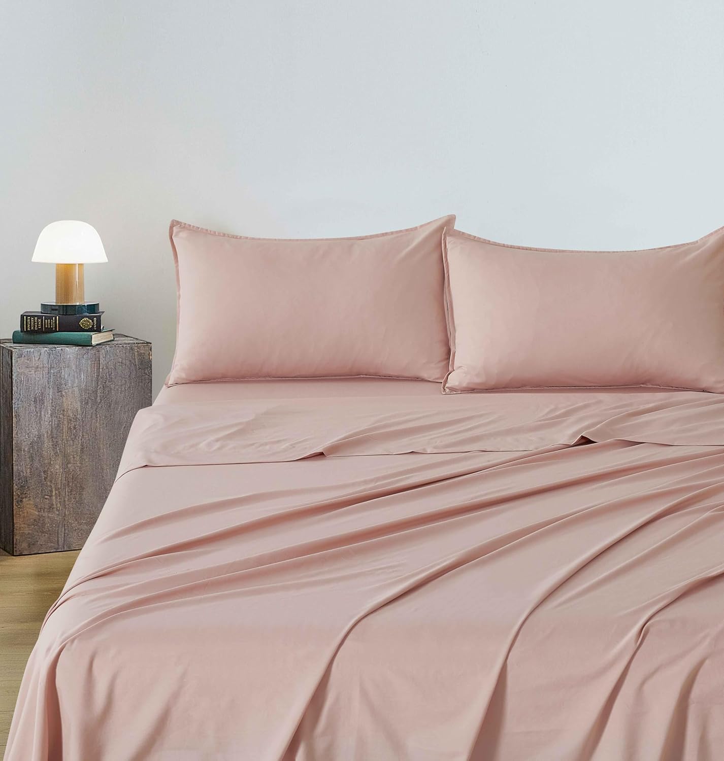 Vintage Washed Microfibre Sheet Set (Pink, Queen)