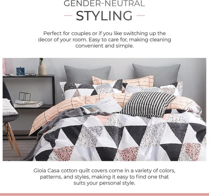 100% Cotton Reversible Quilt Cover Set - Annie - King Size