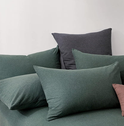 100% Jersey Cotton Quilt Cover Set - Green - King