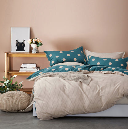 100% Cotton Reversible Quilt Cover Set - Hugo - King Size