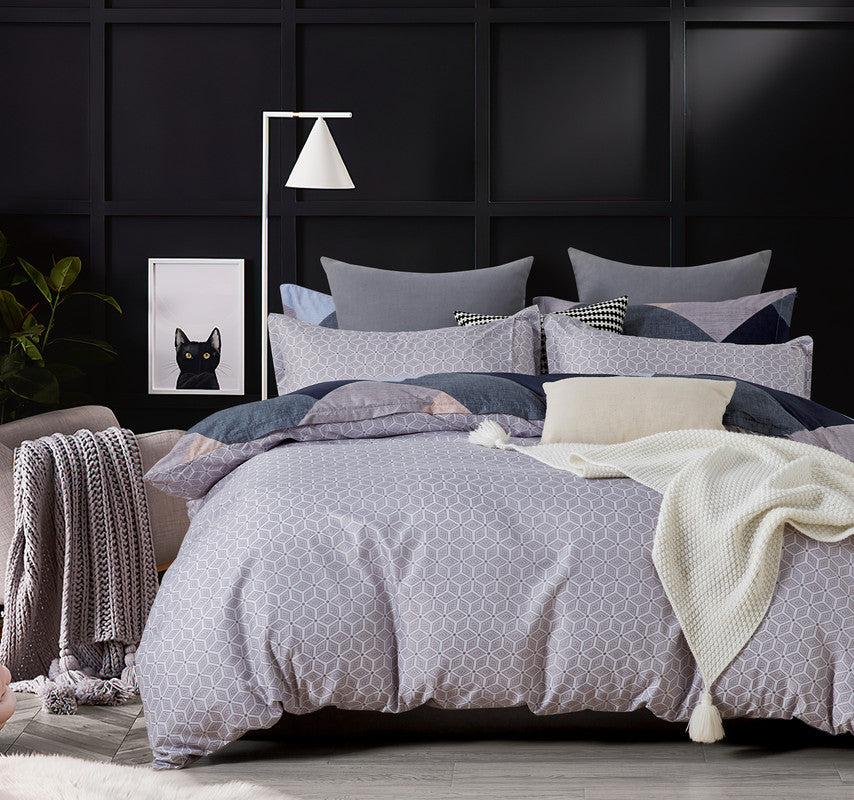 Microfiber Reversible Quilt Cover Set - Jay - King Size