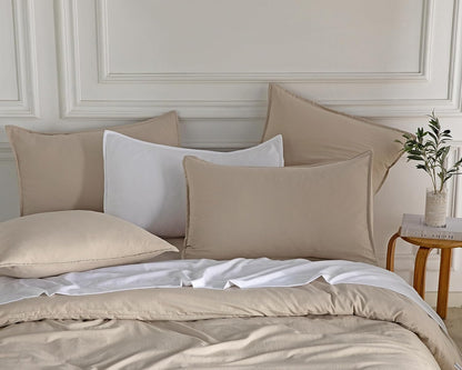 Vintage Washed Microfibre Quilt Cover Set (3Pcs) - Linen - King Size