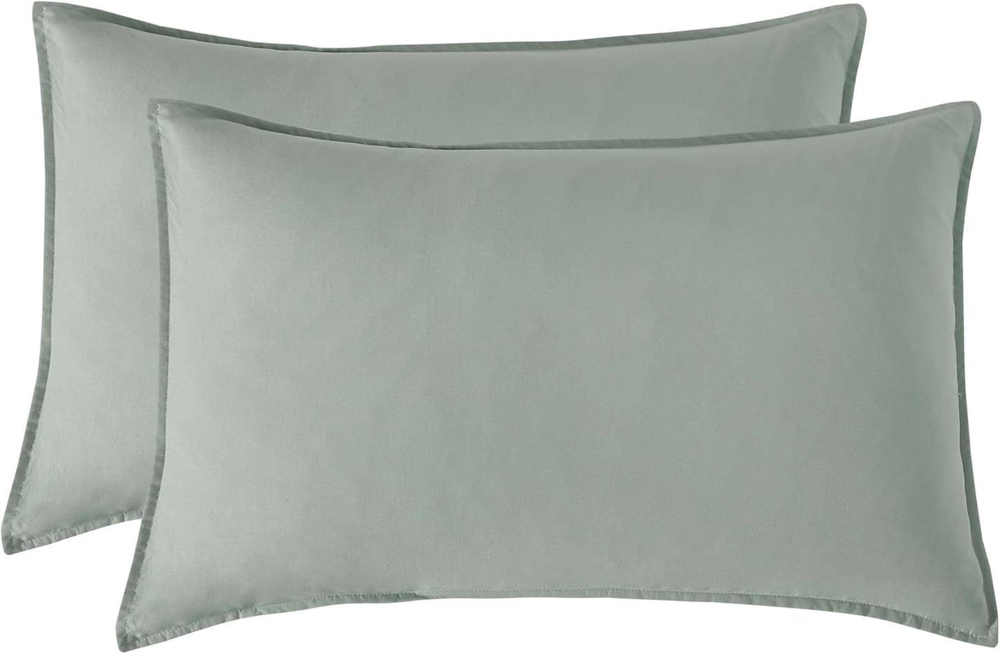 Vintage Washed Microfibre Quilt Cover Set (Sage, King)