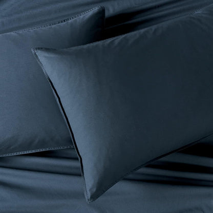 100% Cotton Vintage Washed Bed Quilt Cover Set - Dark Indigo - King Size
