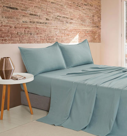 Vintage Washed Microfibre Sheet Set with 2 Pillowcases - Seafoam - King